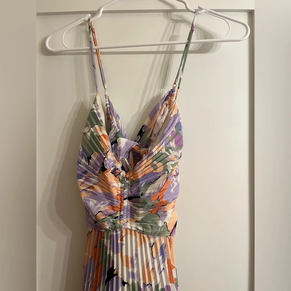 Astr Pink and Blue Smocked Tiered Midi Sundress - Picture 2 of 5